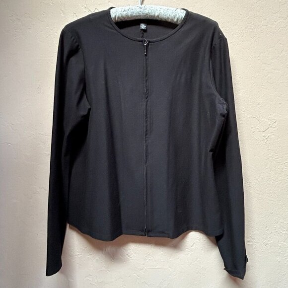 Eileen Fisher Jackets & Blazers - Eileen Fisher Women's Zip-Front Jacket Size PM Black Relaxed Fit Lightweight
